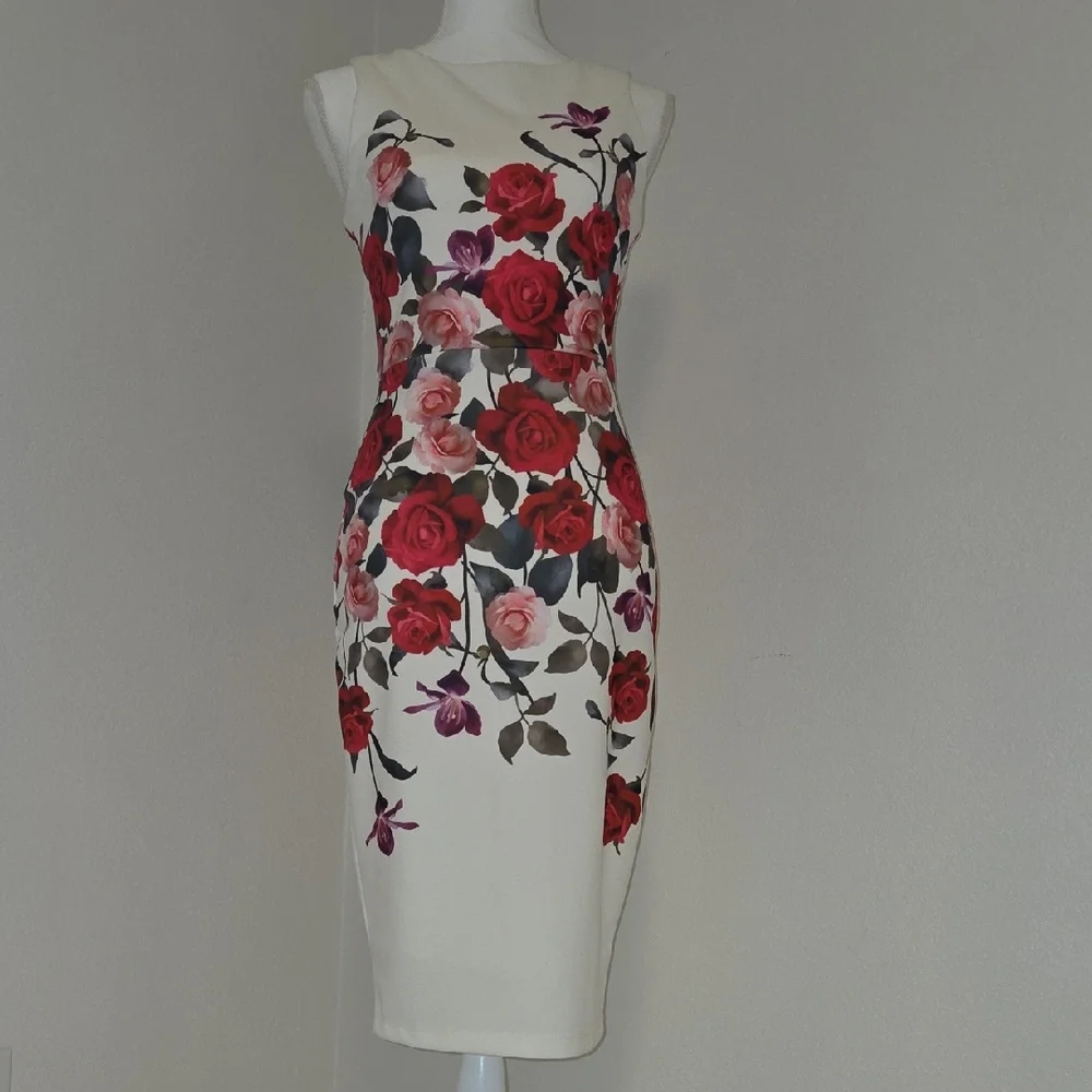 Premier Amour Sheath Midi Dress for Cocktail. Sz 2 - Picture 4 of 7